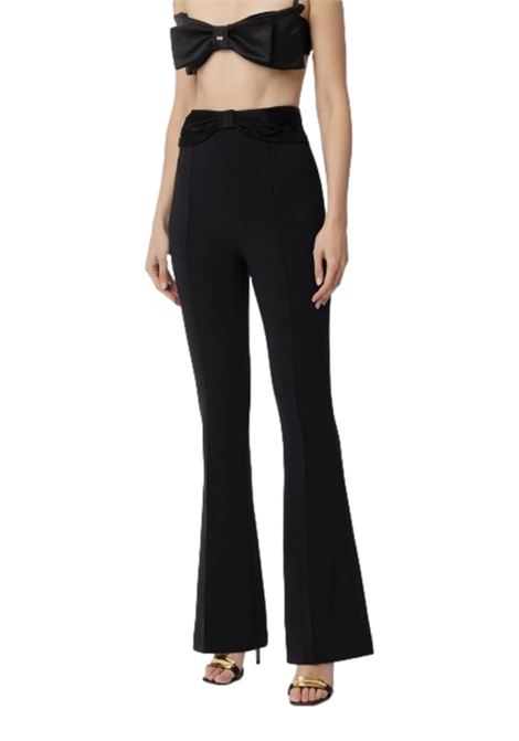 Crepe trousers with satin bow ELISABETTA FRANCHI | Trousers | PA08551E2110